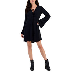 Hugo by Hugo Boss Women Lace Up Long Sleeve Dress Black Size 8